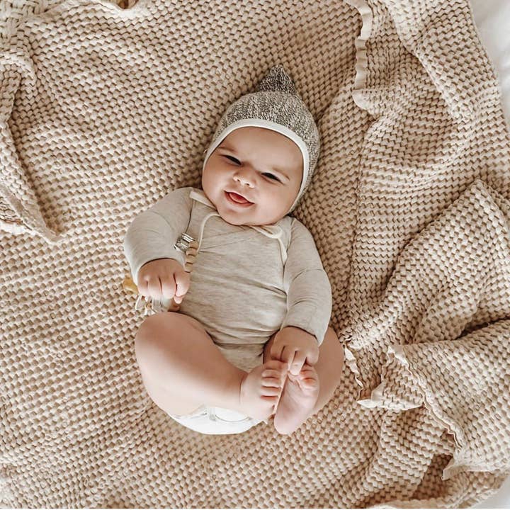 Sienna Designs Co – wholesale Pacifier clip – Baby – Sienna Oatmeal Dummy Clip in Rose Gold