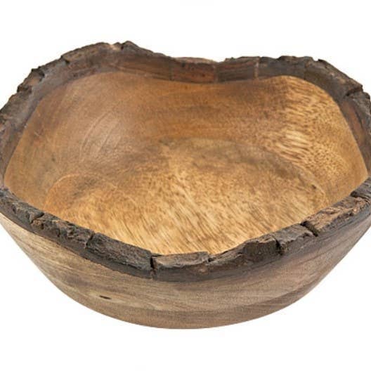GREENROOTS USA LLC - Wholesale Decorative Plate/Dish/Bowl - Wooden Tray/Bowl With Natural Bark - 8"D, 3"H0