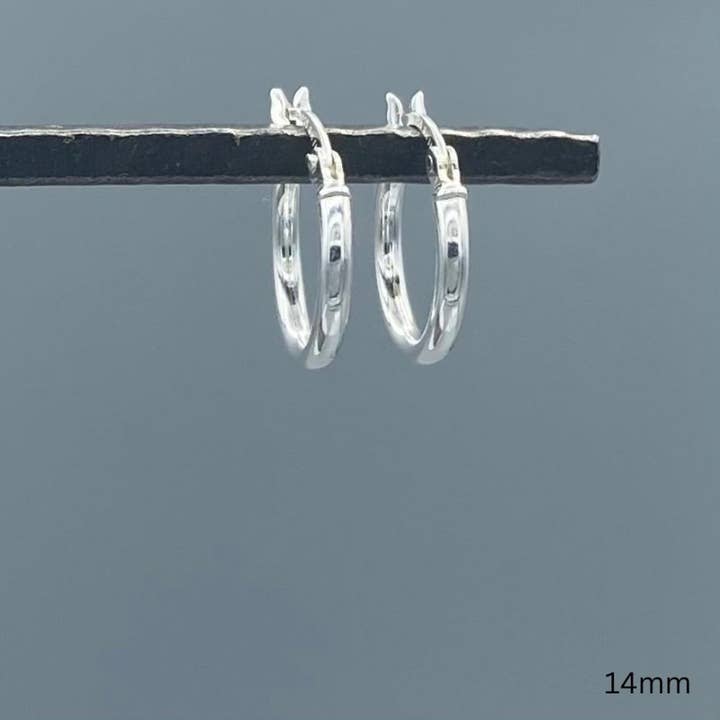 Something Silver - Wholesale Hoop Earrings - 2mm Sterling Silver French Lock Tube Hoops3
