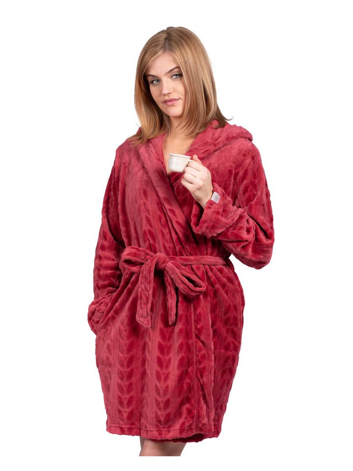 LATTELOVE by Coffee Shoppe - Wholesale Robe - Women's - Coffee Shoppe Cozy Textured Plush Robe8