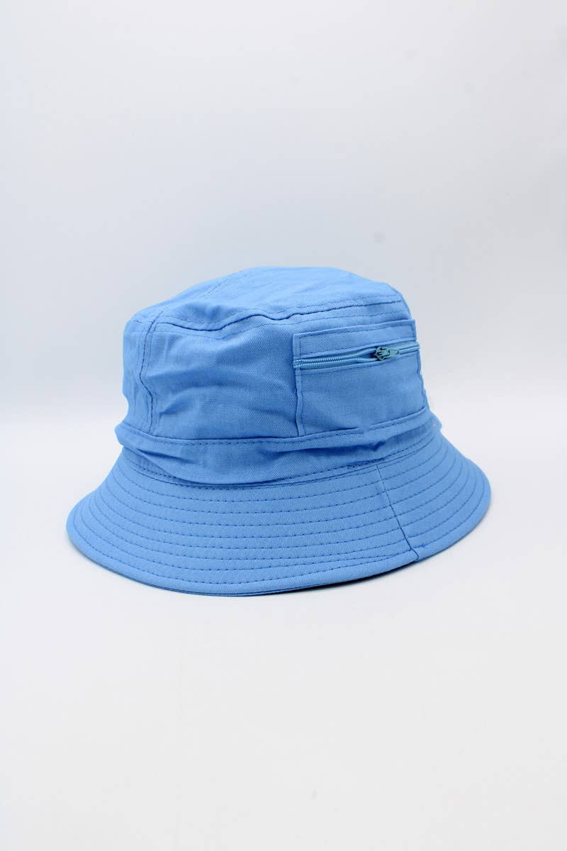 Hologramme Paris - Wholesale Bucket Hat - Unisex - Plain Cotton Classic Bucket Hat with Zip7