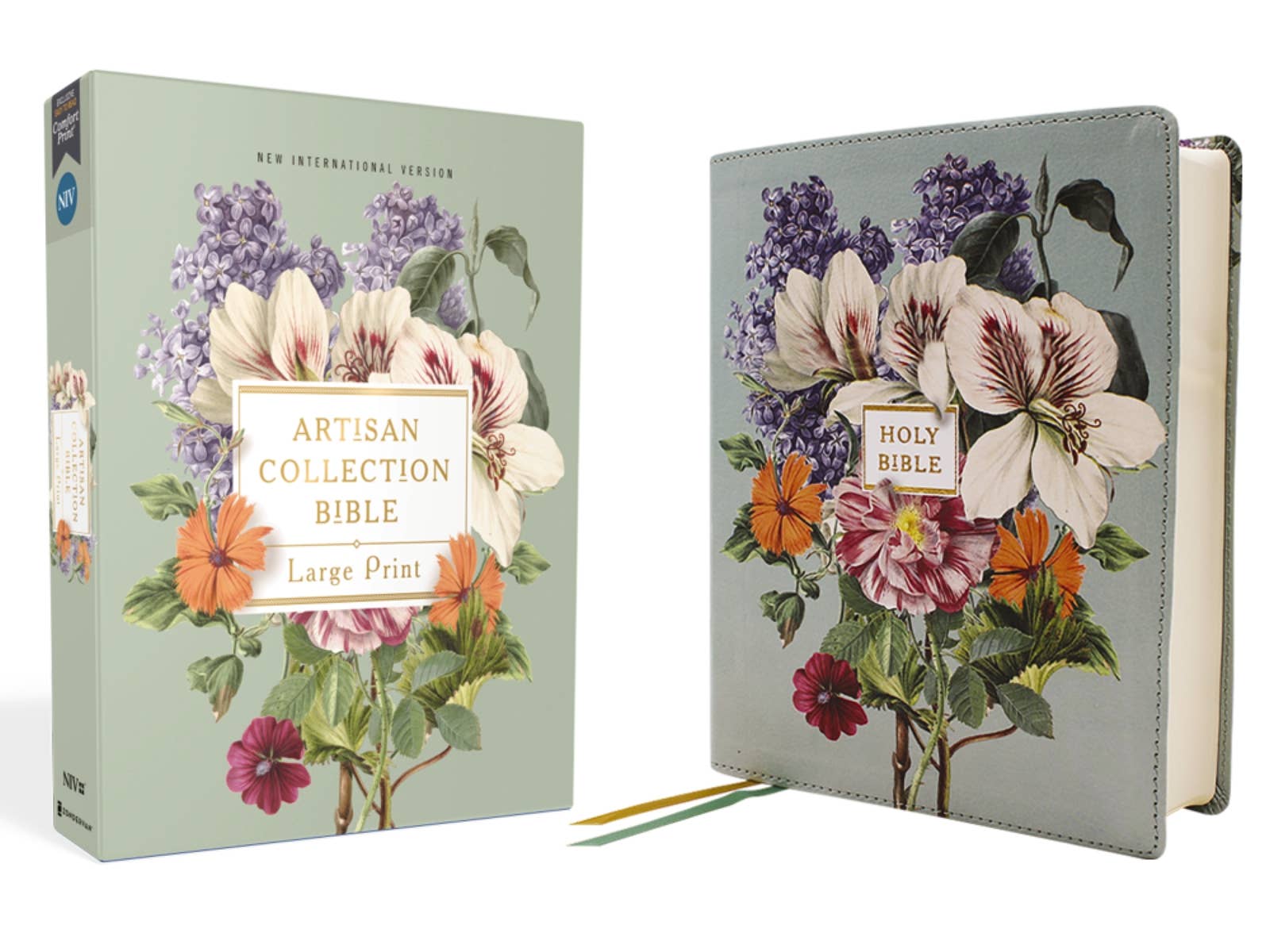 HarperCollins Christian Publishing - Wholesale Religion - NIV Artisan Collection Bible LP Leathersoft Sage Floral10