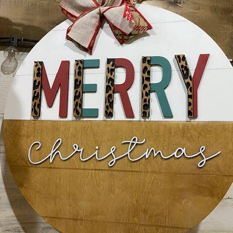 Merry Christmas Leopard Door Hanger for wholesale by Vick Crafts