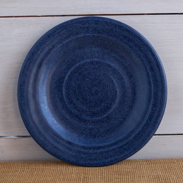 Farmhouse Ridges Salad Plate - Denim for wholesale by Rowe Pottery
