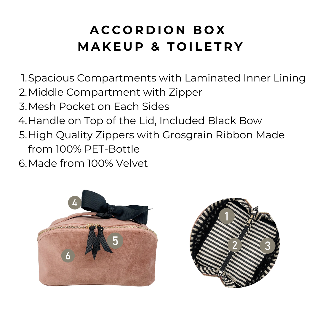 Bag-All – Engroshandel Kosmetiktaske – Accordion Box Makeup & Toiletry i pink velour4