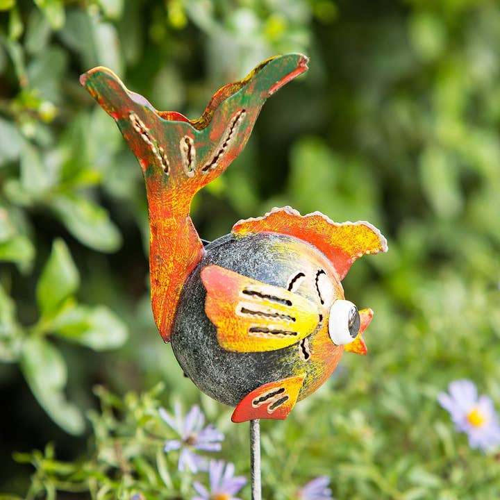 Garden Age Supply - Wholesale Garden/Lawn Stake - Metal Ball Creature Garden Stake / Pot Stake - Funny Fish1