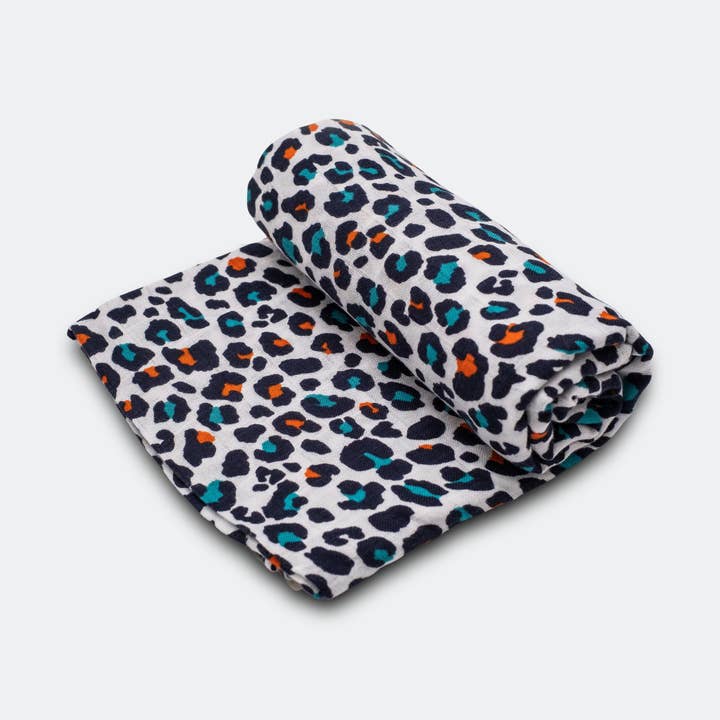 XL ORANGE LEOPARD MUSLIN - til babyer på 5+ måneder for engroshandel hos Etta Loves UK