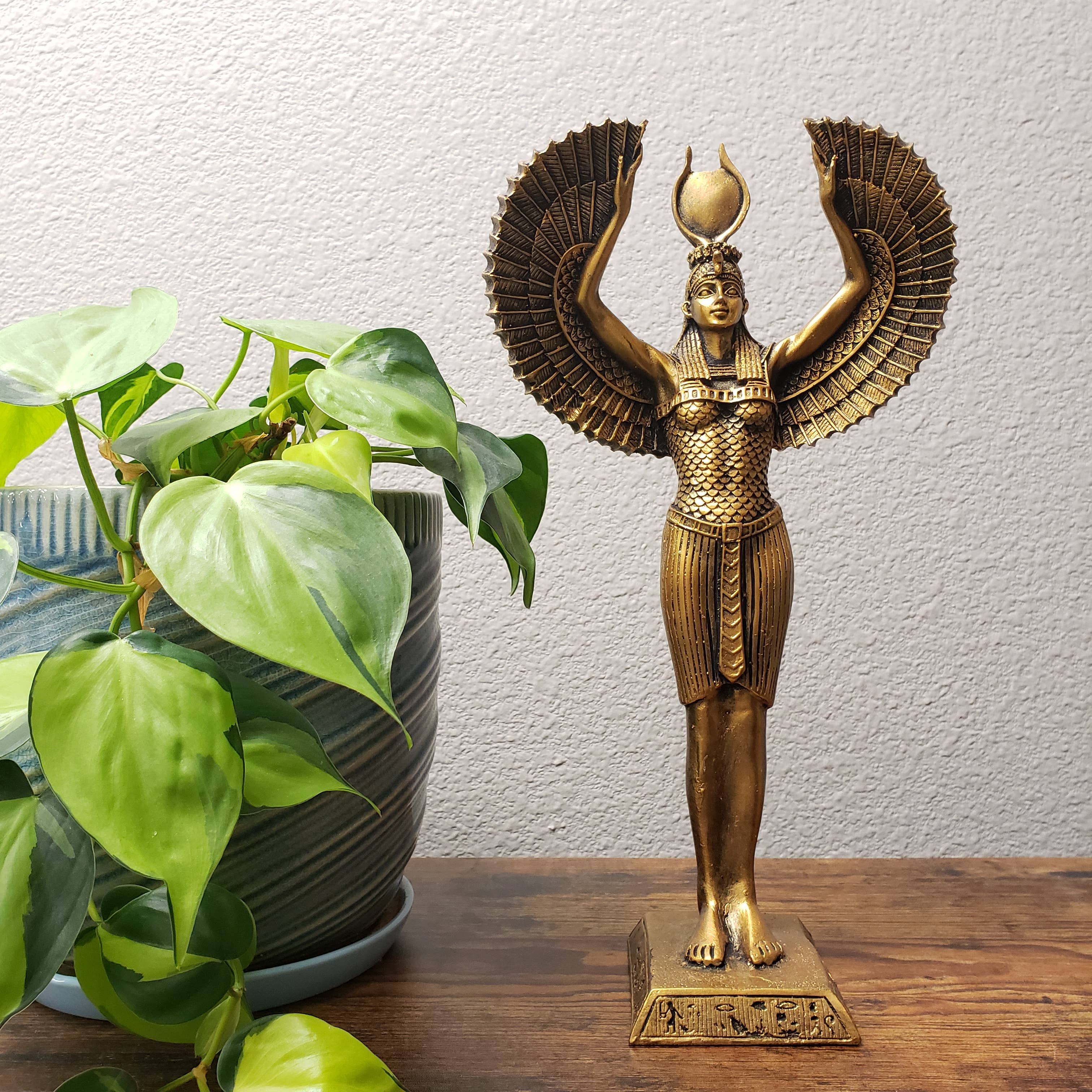 Discoveries, Inc. - Venta al por mayor Figura decorativa - Isis alada alta de bronce - 33 cm - Hecha en Egipto - Diosa6