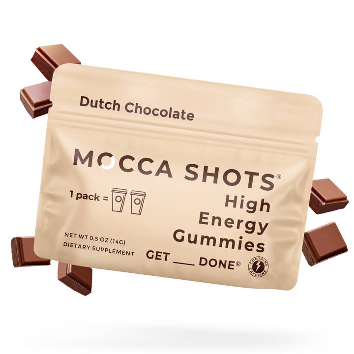 Mocca Shots Dutch Chocolate Caffeine Gummy |12-Pack, 24-Shot for wholesale by Seattle Gummy Company