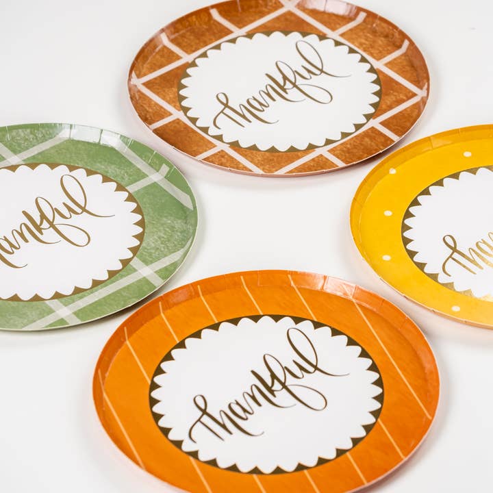 Gatherings by Curated Paperie - Wholesale Dinner plate - HAR25-DP3- Harvest Thankful Dessert Plates3