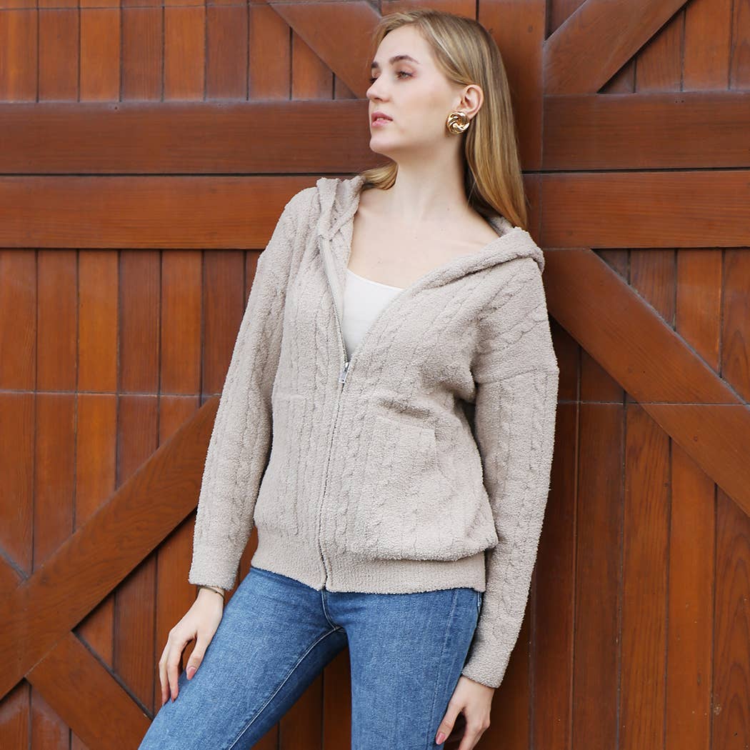 Fashion City - Vendita all'ingrosso Felpa con cappuccio - Donna - Felpa calda con cerniera monocolore tinta unita4