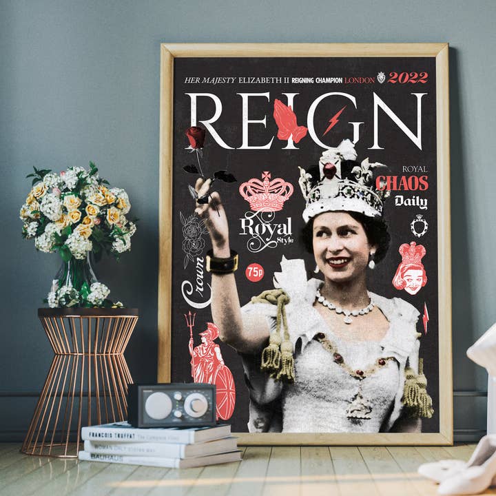 Ink & Drop - Wholesale Art Print - Reign Queen Elizabeth Platinum Jubilee Magazine Cover Dark