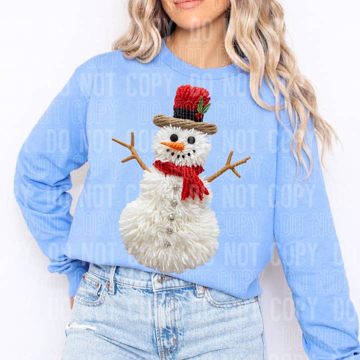 Snowman Faux Yarn #2605 DTF Transfer for wholesale by Flawless Transfers