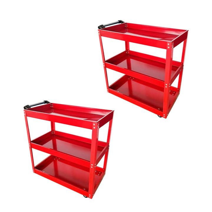 SOGA 2X 3 Tier Tool Storage Cart Portable Service Utility Heavy Duty Mobile Trolley Red for wholesale by SOGA International Pty Ltd