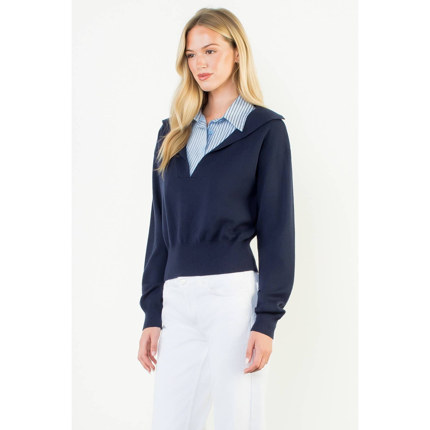 BLU NAVY Maglione a Collo Alto in Maglia in vendita all'ingrosso su Faire1
