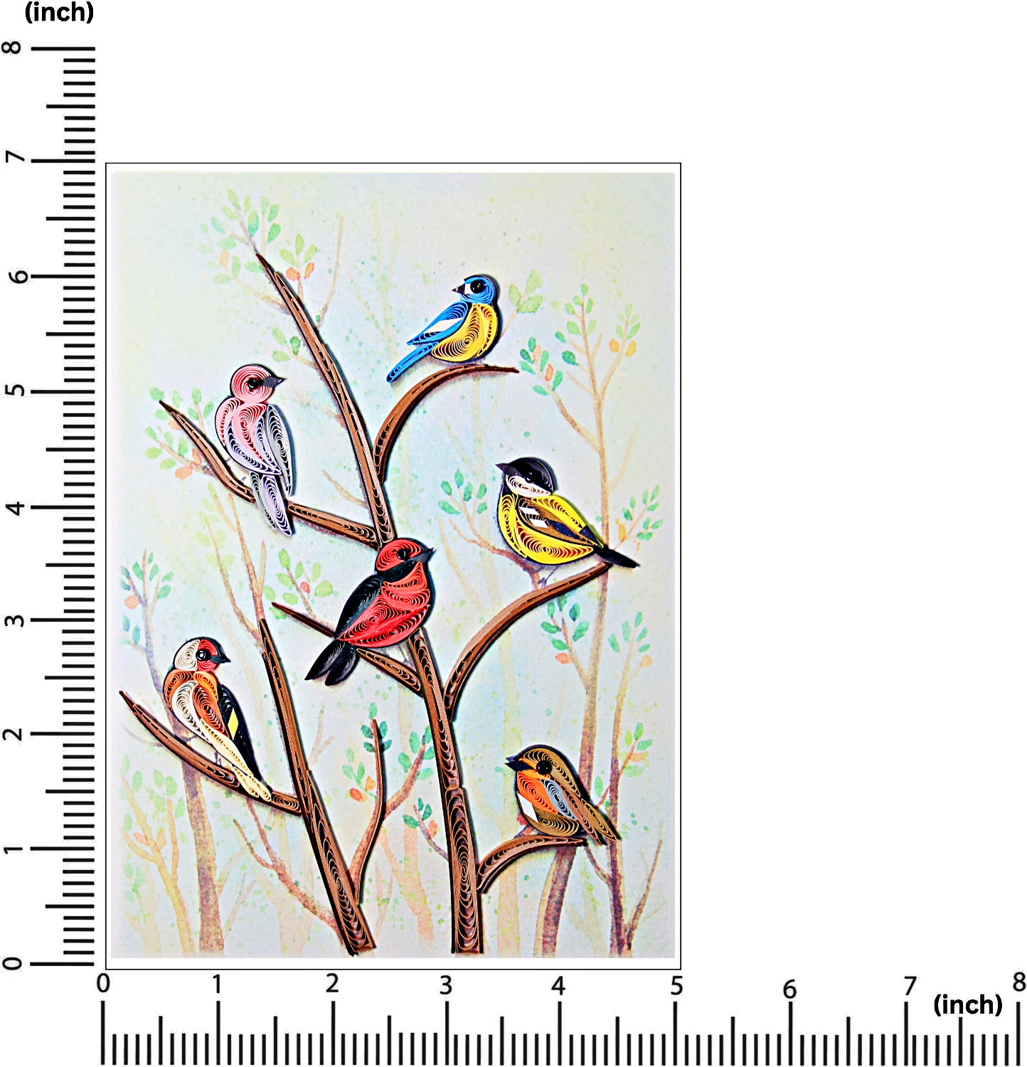 Wonder Paper Art - Venta al por mayor Tarjetas de felicitación - Compañeros Coloridos – Tarjeta de Quilling de Seis Pájaros, 5x7 pulgadas2