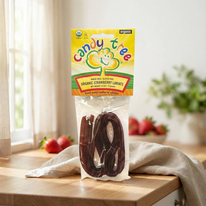 Organic Strawberry Lariats - 75g Pack for wholesale by Candy Tree