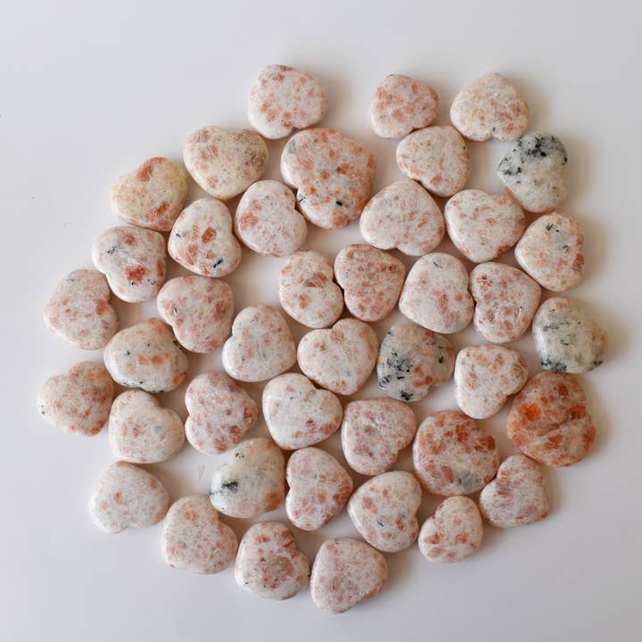 Soothing Crystals - Wholesale Spiritual Stone/Crystal - 1 Inch Sunstone Heart, Puffy Mini Heart Crystals Pendant