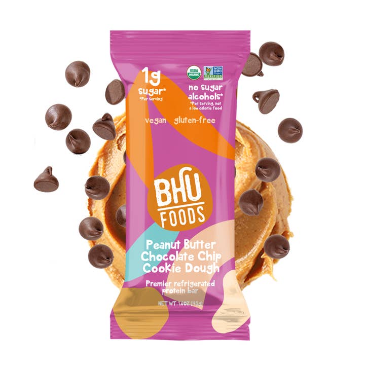 Bhu Foods - Wholesale Snack Bar - KETO Protein Bar - Peanut Butter Chocolate Chip Cookie Dough (8 bars)