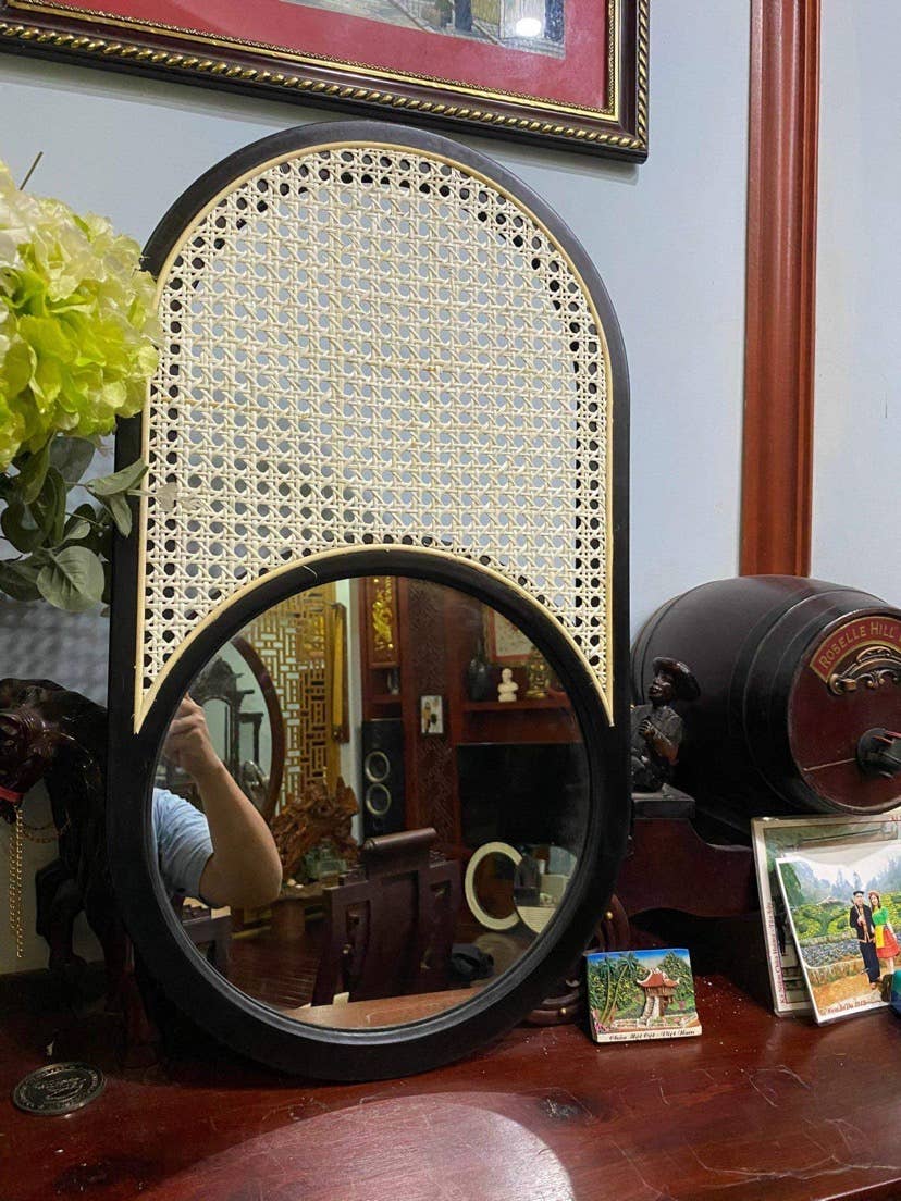 Coucou Bamboo - Wholesale Wall Mirror - 60cm Oval Wood Mirror|Oval mirror decor made of wood frame10