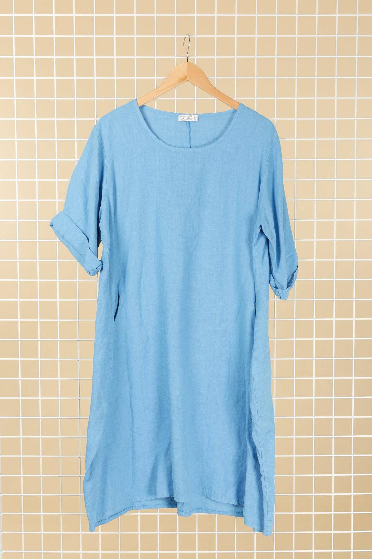 la maison des fibres naturelles - Wholesale Dress - Women's - Round neck dress in 100% linen 676115