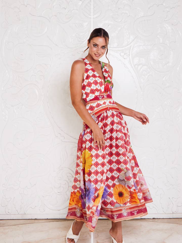 MACKENZIEMODE - Wholesale Dress – Women's - AMALFI COAST MAXI ~ PINK PARADISE1