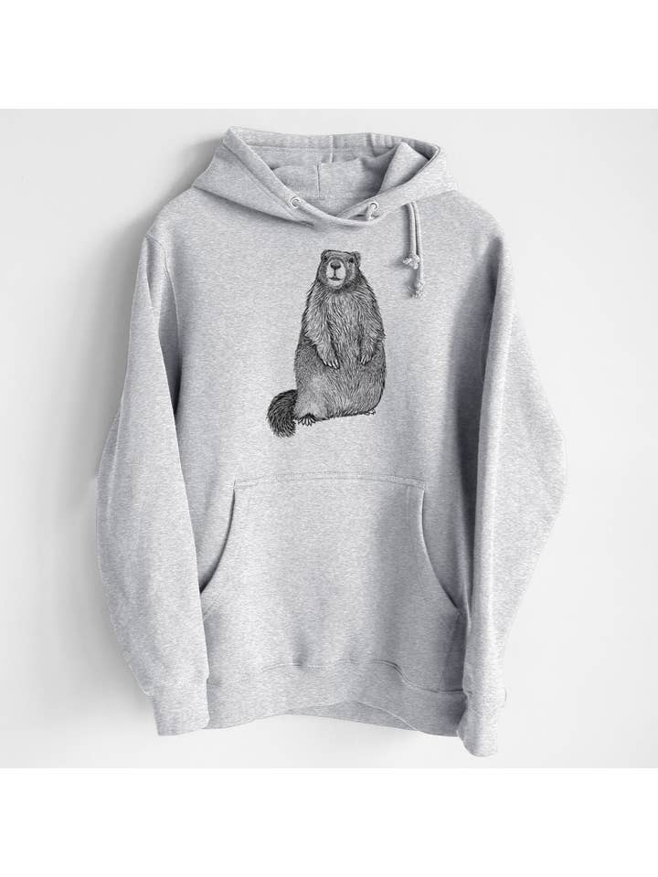 Because Tees - Wholesale Hoodie - Unisex - Yellow-bellied Marmot - Marmota flaviventris - Heavyweight Fleece Hoodie