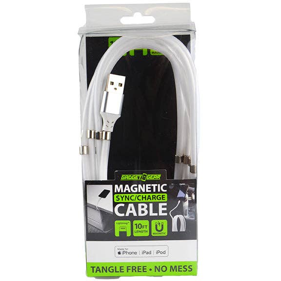 Novelty Closeout - Wholesale Charging Cable - Charging Cable USB to Lightning Magnetic 10 ft- 3/Pack