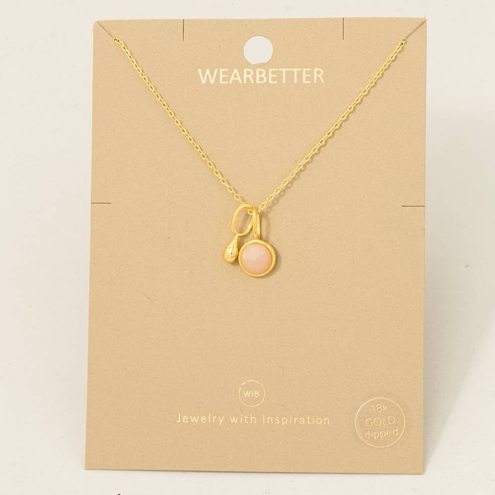 Fame Accessories - Venta al por mayor Collares con colgantes/abalorios - Collar con colgante de lágrima y mini gema bañada en oro1