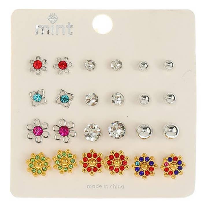 Atlas Fashion - Vendita all'ingrosso Parure di gioielli - Set di 12 paia di orecchini a perno