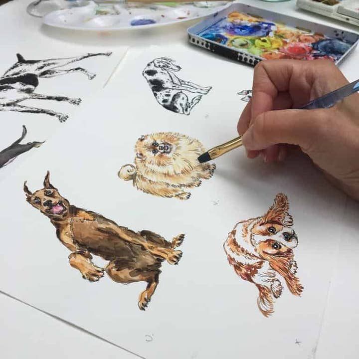 Pups on Petal Pink - 100% Silk Twill Dog Scarf for wholesale by Grey Hall Design