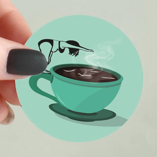 Coffee Dive - Morning Motivation Sticker for wholesale by Laura Pomarius
