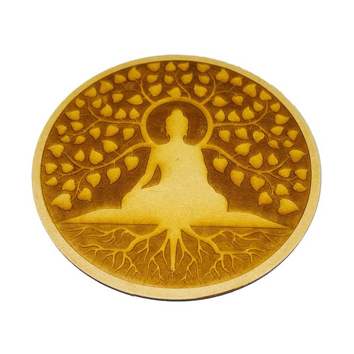 Buddha And Tree Of Life Charging Plate - Wood for wholesale by France Mineraux