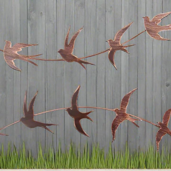 Marissa's Gifts - Venta al por mayor Papel pintado 3D - Arte de pared de golondrina en vuelo de metal de bronce hecho a mano para jardín/interior/exterior.0