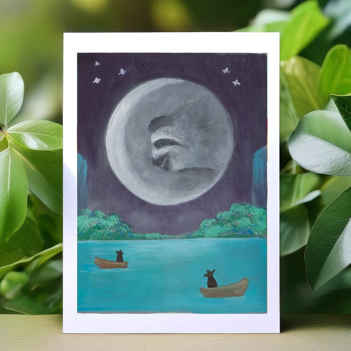 Sloth Tarot Major Arcana Greeting Card - XVIII The Moon for wholesale by Bonzo
