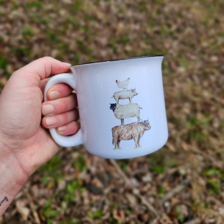 The Cranberry Finch - Wholesale Coffee Mug - Farm Animal Stack Coffee Mug