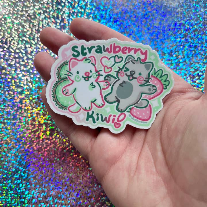 Woolblossom - Wholesale Sticker - Strawberry Kiwi Kitties! ~ Sticker2