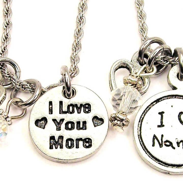 Nana I Love You More Set Of 2 Rope Chain Necklaces Grandma for wholesale by Chubby Chico Charms
