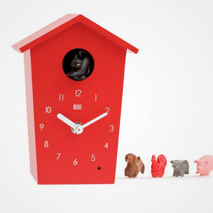 KOOKOO EU - Wholesale Muurklok - KOOKOO AnimalHouse moderne koekoeksklok met dierengeluiden2
