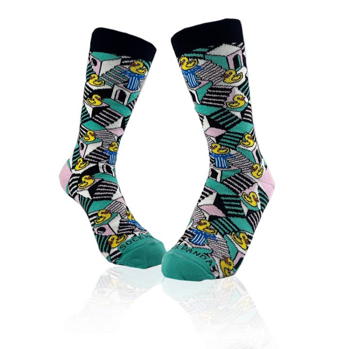 Ducks on Stairs Socks from the Sock Panda (Adult Small) for wholesale by Sock Panda