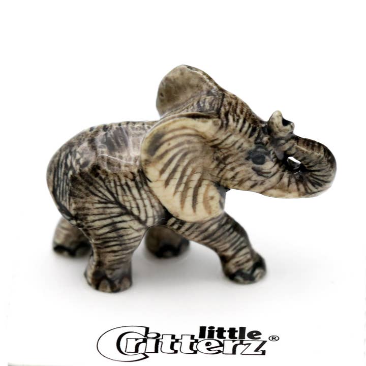 Savanna African Elephant Calf Porcelain Miniature for wholesale by Little Critterz