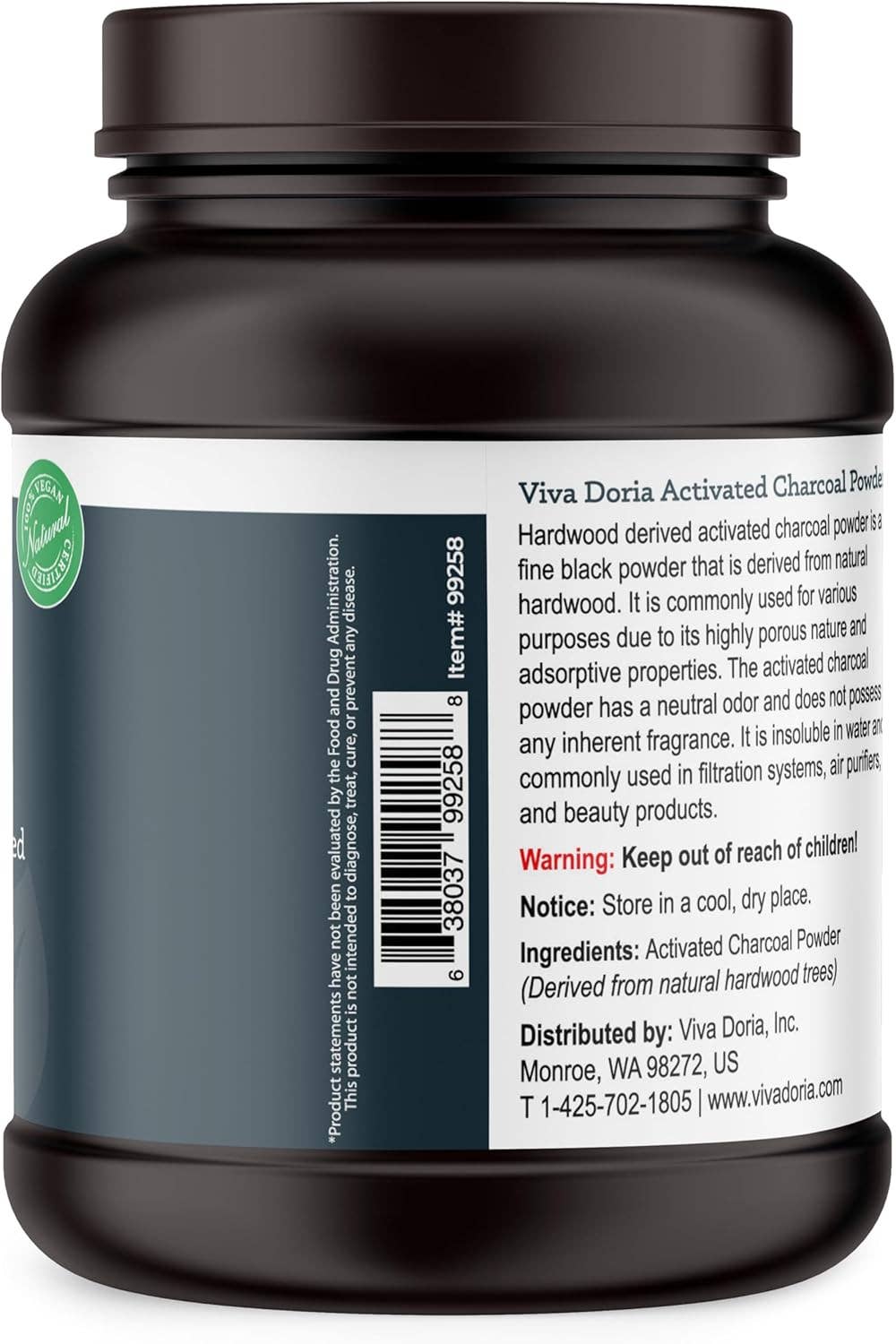 VIVA DORIA INC. - Vente Supplément oral/vitamine - Poudre de charbon actif, qualité alimentaire, 16 oz2