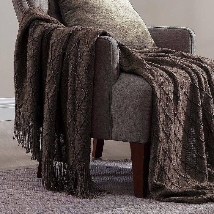 Soft and Cozy Brown Knitted 50x60 Inch Throw Blanket for wholesale by The Arinna Collection LLC