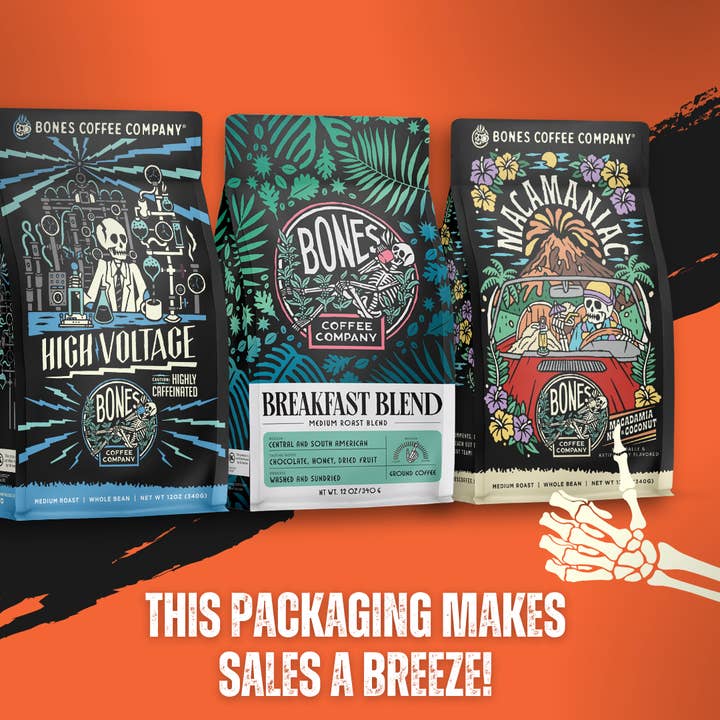 Bones Coffee Company – wholesale Ground coffee – Highland Grog Flavored Coffee | 12oz | Whole Bean & Ground
