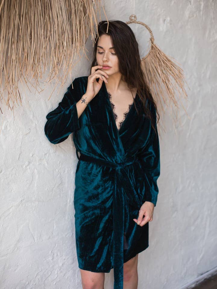 Velour Knee Length Robe for wholesale by Angie's Showroom