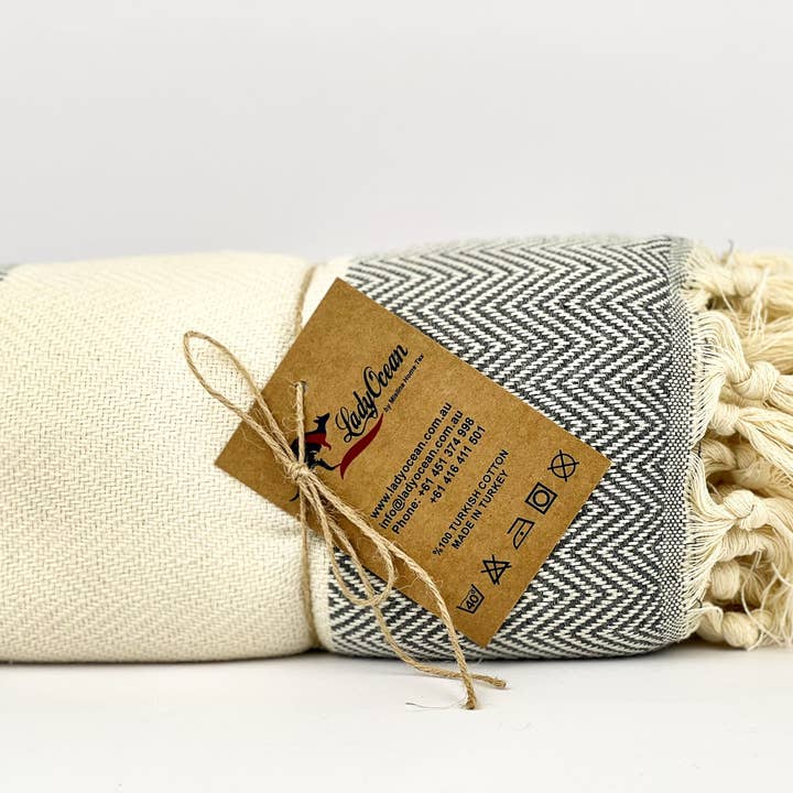 Dark Grey Shark Zigzag - %100 Original Turkish Cotton Towels for wholesale by LADY OCEAN