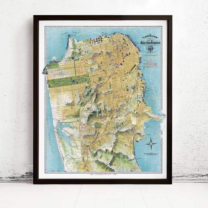 Old Map of San Francisco 1912 The Chevalier Map of San Francisco Vintage Map | Vintage Map Wall Art Print | Large Map Print for wholesale by OldCityPrints - Old Maps and Posters