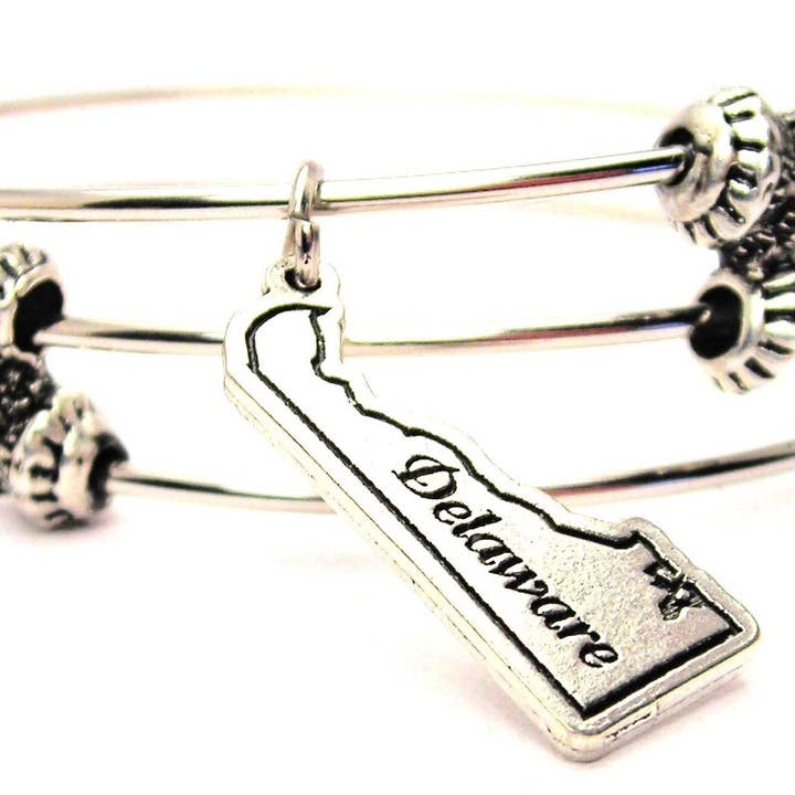 Delaware State Triple Style Bangle USA Hometown Travel Dover for wholesale by Chubby Chico Charms