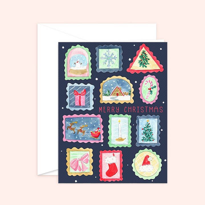 Almeida Illustrations - Wholesale Christmas Card - Christmas Stamps Card