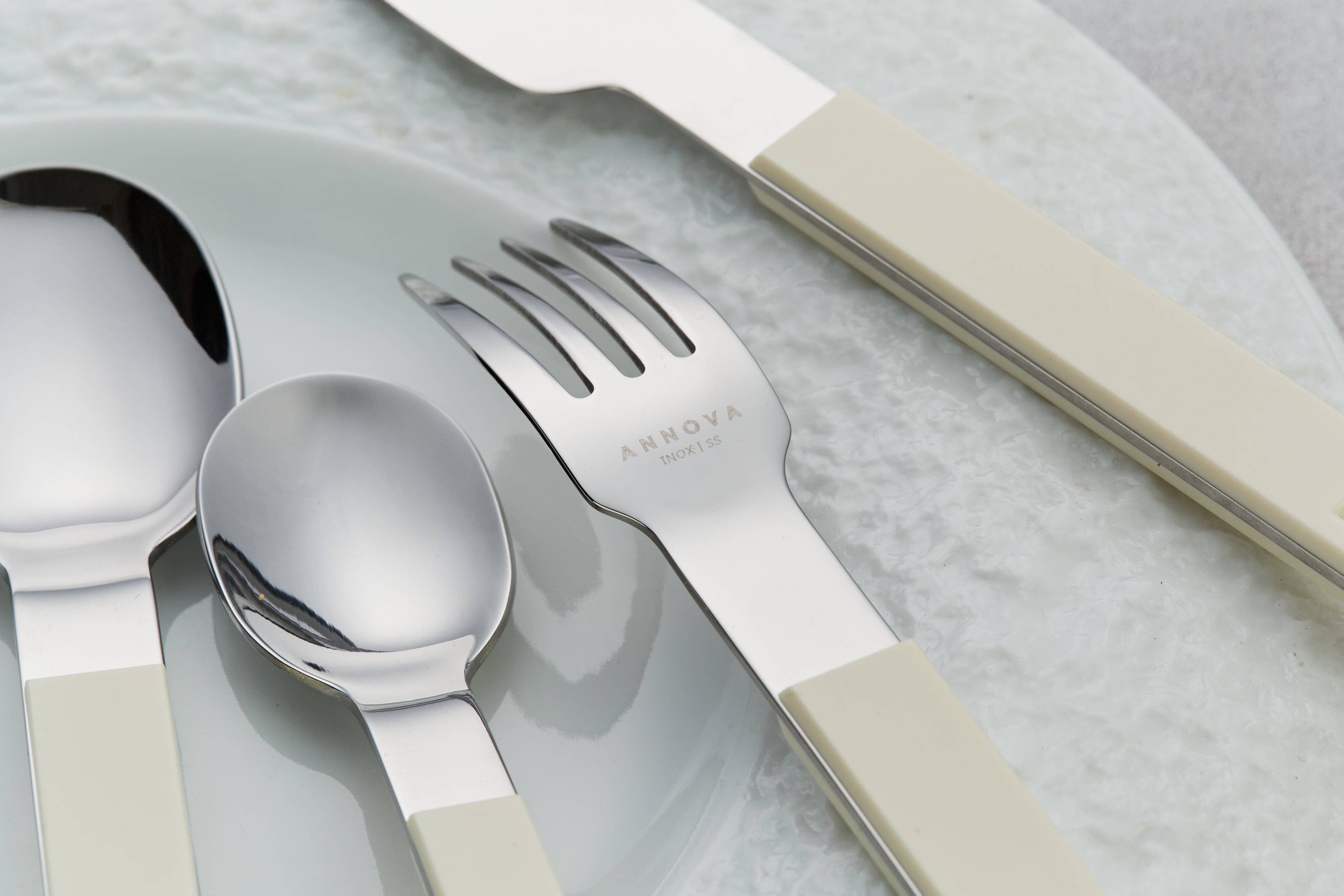 ANNOVA - Wholesale Flatware Set - ANNOVA Block Handle Silverware Set 20 Pieces Color Modern Style Flatware23